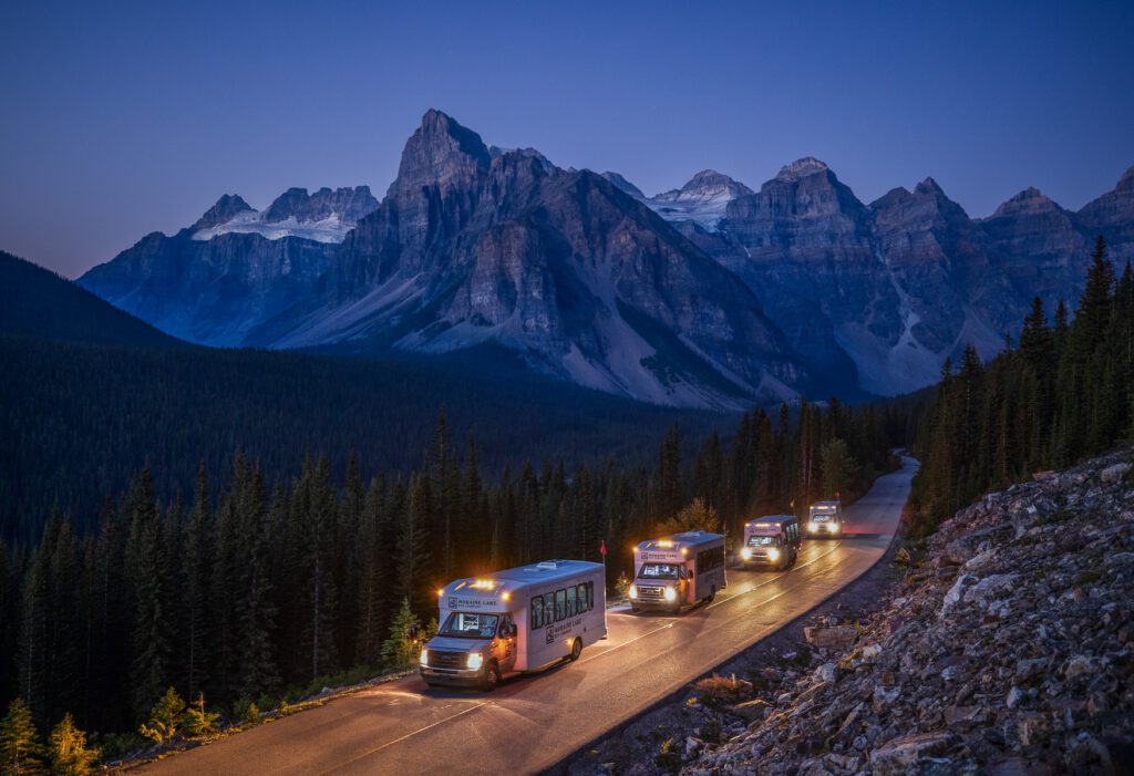 Moraine Lake Bus Company shuttle and guests