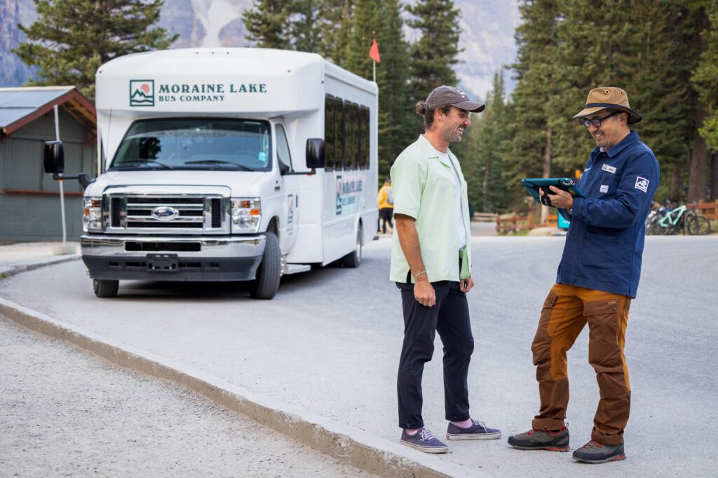 Moraine Lake Bus Company shuttle and guests