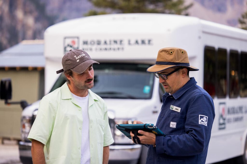 Moraine Lake Bus Company shuttle and guests