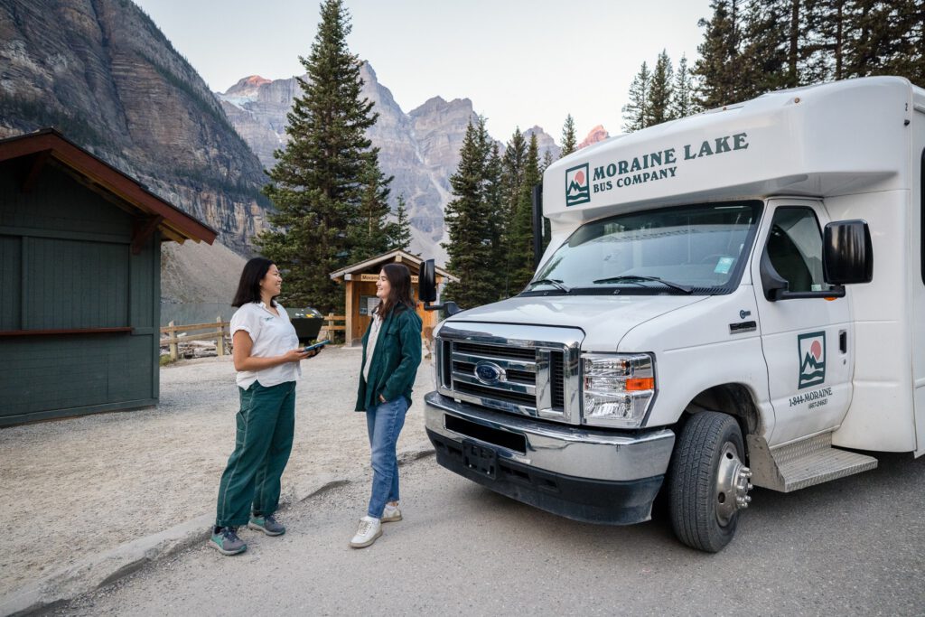 Moraine Lake Bus Company shuttle and guests