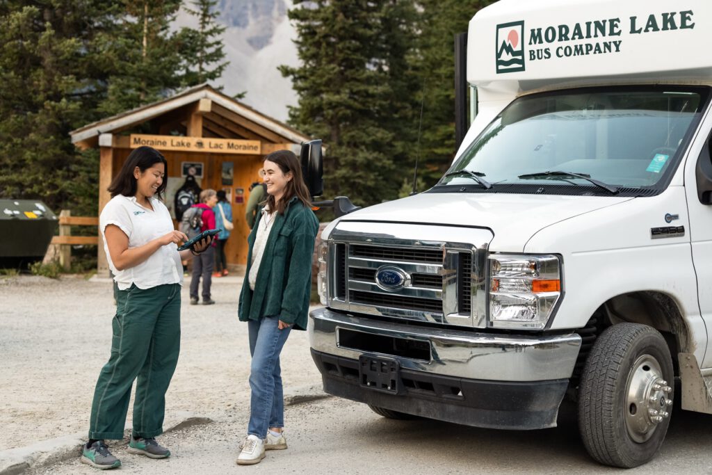 Moraine Lake Bus Company shuttle and guests