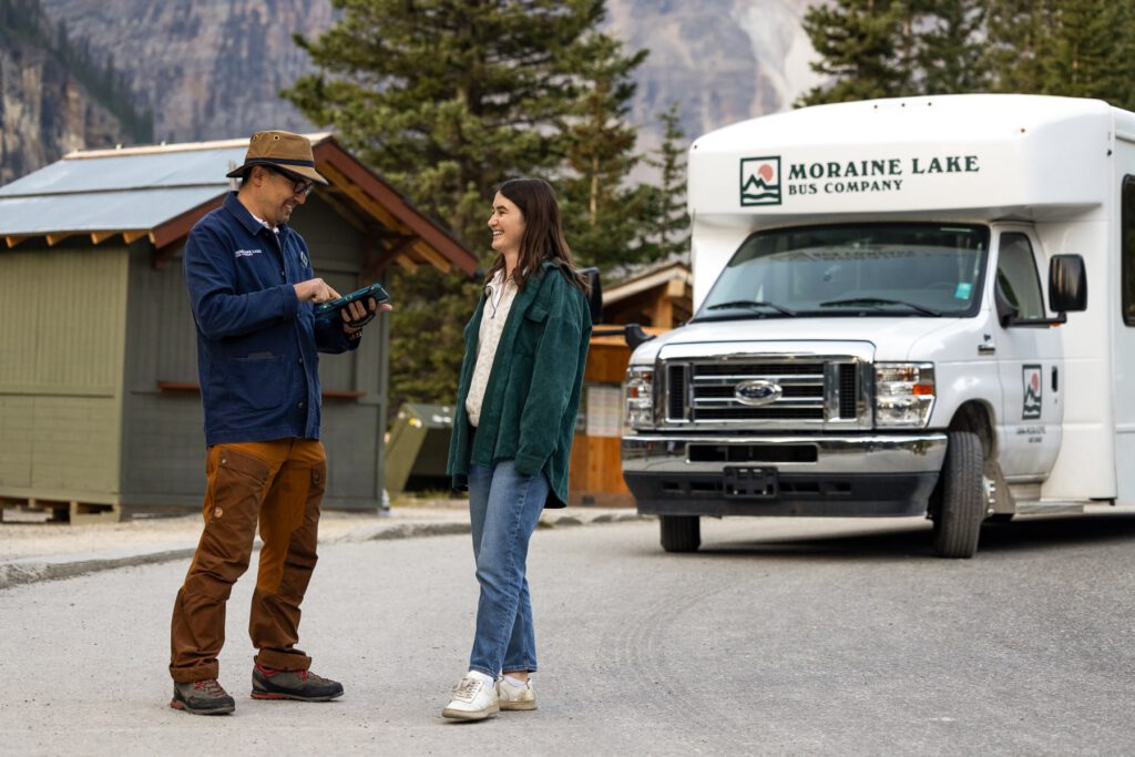 Moraine Lake Bus Company shuttle and guests
