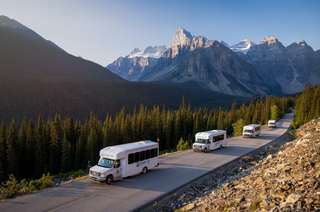 Moraine Lake Bus Company shuttle and guests