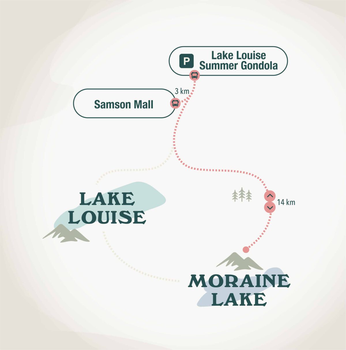 Moraine Lake Daytime Shuttle route map